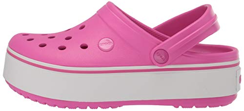 Crocs Crocband Zueco de plataforma para niños | Zapatos cómodos de deslizamiento | Zapatos de plataforma, rosa eléctrico, J3 US Little Kid