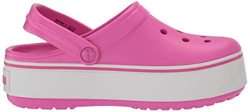 Crocs Crocband Zueco de plataforma para niños | Zapatos cómodos de deslizamiento | Zapatos de plataforma, rosa eléctrico, J3 US Little Kid