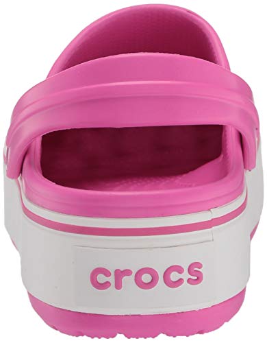 Crocs Crocband Zueco de plataforma para niños | Zapatos cómodos de deslizamiento | Zapatos de plataforma, rosa eléctrico, J3 US Little Kid