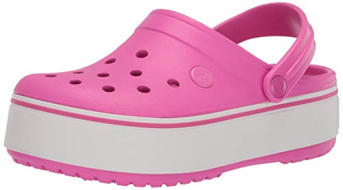 Crocs Crocband Zueco de plataforma para niños | Zapatos cómodos de deslizamiento | Zapatos de plataforma, rosa eléctrico, J3 US Little Kid