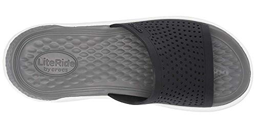 Crocs LiteRide Slide, Sandalias de Punta Descubierta Unisex Adulto, Multicolor (Black/Smoke 05m), 38/39 EU