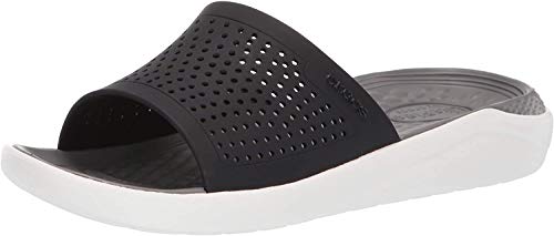 Crocs LiteRide Slide, Sandalias de Punta Descubierta Unisex Adulto, Multicolor (Black/Smoke 05m), 38/39 EU