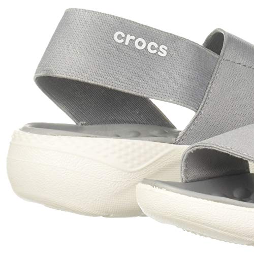 Crocs Literide Stretch Sandal Women, Sandalias de Punta Descubierta para Mujer, Gris (Light Grey/White 00J), 37/38 EU