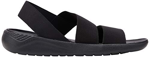 Crocs Literide Stretch Sandal Women, Sandalias de Punta Descubierta para Mujer, Negro (Black/Black 060), 34/35 EU