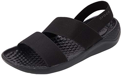 Crocs Literide Stretch Sandal Women, Sandalias de Punta Descubierta para Mujer, Negro (Black/Black 060), 34/35 EU
