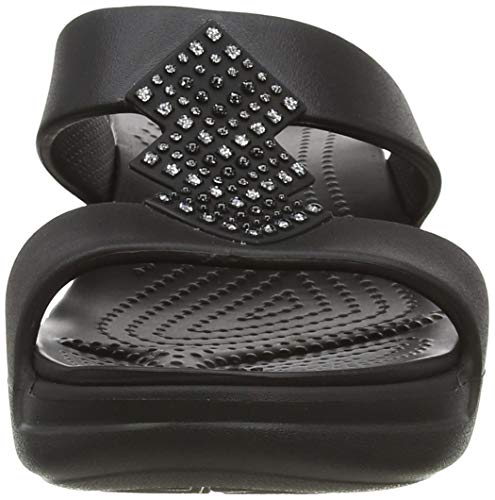 Crocs Monterey Shimmer Slip On Wedge, Sandalias con cuña Mujer, Black, 35 EU