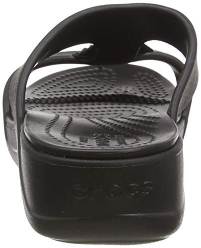 Crocs Monterey Shimmer Slip On Wedge, Sandalias con cuña Mujer, Black, 35 EU