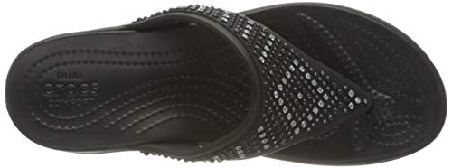 Crocs Monterey Shimmer Wedge Flip, Sandalias con cuña Mujer, Black, 35 EU