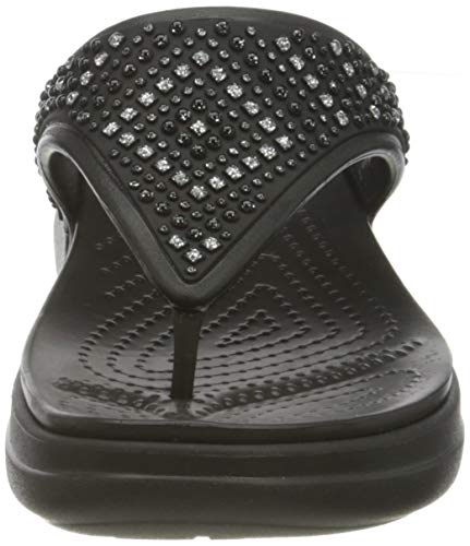 Crocs Monterey Shimmer Wedge Flip, Sandalias con cuña Mujer, Black, 37 EU