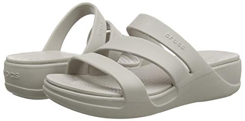 Crocs Monterey Wedge Women, Sandalias de Punta Descubierta para Mujer, Plateado (Platinum 018), 37/38 EU