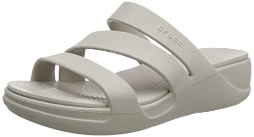 Crocs Monterey Wedge Women, Sandalias de Punta Descubierta para Mujer, Plateado (Platinum 018), 37/38 EU