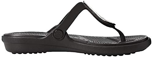 Crocs Sanrah Liquid Metallic Flip W, Sandalias con Punta Abierta Mujer, Plateado (Silver/Black 01v), 41/42 EU