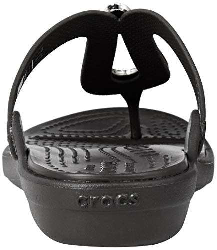 Crocs Sanrah Liquid Metallic Flip W, Sandalias con Punta Abierta Mujer, Plateado (Silver/Black 01v), 41/42 EU