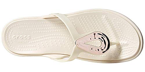 Crocs Sanrah Liquid Metallic Flip W, Sandalias con Punta Abierta Mujer, Rosa (Rose Gold/Oyster 6pu), 38/39 EU