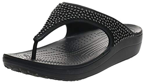 Crocs Sloane Embellished Flip, Zapatos de Playa y Piscina para Mujer, Negro (Black 060b), 38/39 EU