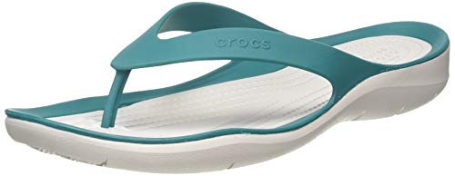 Crocs Swiftwater Flip Mujer, Juniper/Pearl White, 38/39 EU