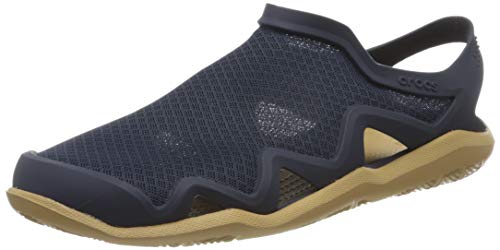 Crocs Swiftwater Mesh Wave Men, Sandalias Punta Cerrada para Hombre, Azul (Navy/Tan 4kl), 39/40 EU