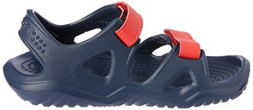 Crocs Swiftwater River Sandal, Sandalias de Punta Descubierta Unisex Niños, Azul (Navy/Flame 4ba), 28/29 EU