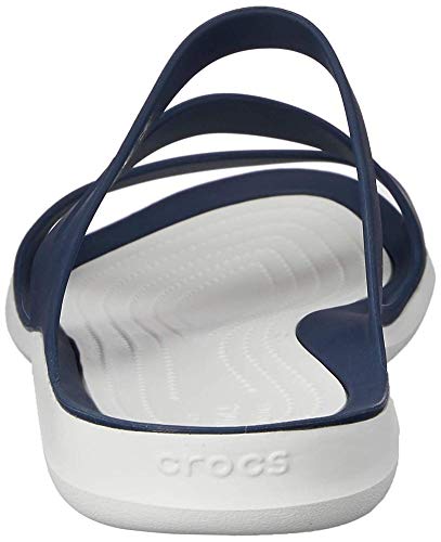 Crocs Swiftwater Sandal Women, Sandalias con Punta Abierta para Mujer, Azul (Navy/White 462b), 38/39 EU