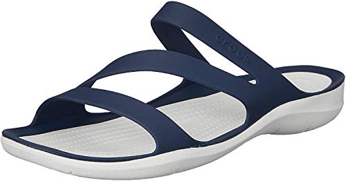 Crocs Swiftwater Sandal Women, Sandalias con Punta Abierta para Mujer, Azul (Navy/White 462b), 38/39 EU