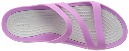 Crocs Swiftwater Sandal Women, Sandalias de Punta Descubierta para Mujer, Rosa (Violet/Pearl White 5pd), 39/40 EU