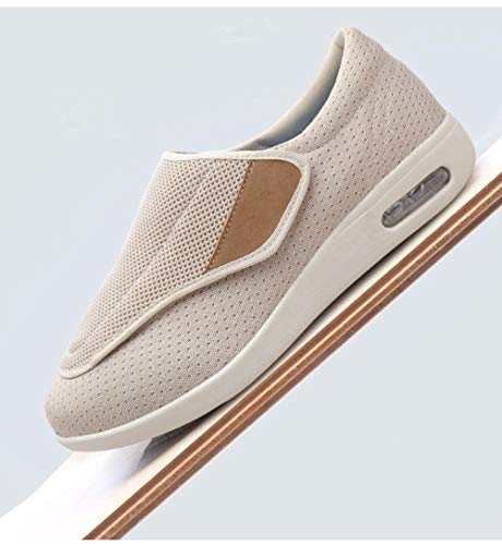Cxypeng con Espuma de Memoria Zapatillas,Velcro Antideslizante de Malla para Zapatos de Caminar para Ancianos, Zapatos de Pulgar valgus-Negro Gris_43,Zapatillas Edema Artritis Edema Ancho