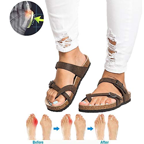 Dama Juanete Sandalias Correctoras Chanclas para Plataforma Ortopédica De Corrección De Hallux Valgus del Dedo Gordo del Pie Cómoda Verano Playa Viajes Compras Vacaciones Zapatos,Marrón,38