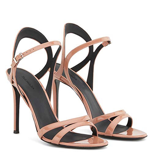 Damas bombas sandalias tacones altos tobillo fiesta ocio boda noche sandalias moda mujeres verano alto pelo stiletto zapatos,Nude,45
