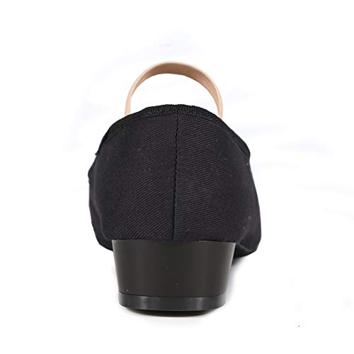 DANCEYOU Zapatos de carácter Negro Zapatos de Baile de Lona de tacón bajo Zapatilla de Baile de Salón Modernos Bailarina Niño Adulto Zapatos Casuales de Baile, 35 EU