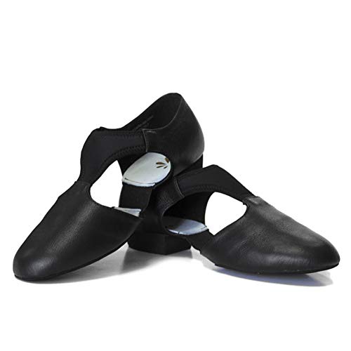 DANCEYOU Zapatos de Jazz para Mujer con Suela Blanda Zapatos de Baile Latino para Hombre Sandalias de Enseñanza de Baile de Cuero para Baile de Salón Salsa Latina Moderna, Negro EU 40