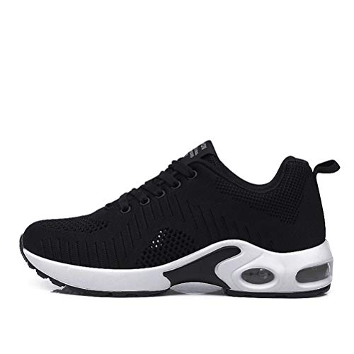 Dannto Zapatos Deporte Mujer Zapatillas Deportivas Correr Gimnasio Casual Zapatos para Caminar Mesh Running Transpirable Aumentar Más Altos Sneakers (Negro-B,37)