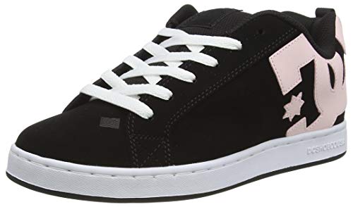 DC Shoes Court Graffik, Zapato de Skate para Mujer, Black/Super Pink, 36.5 EU