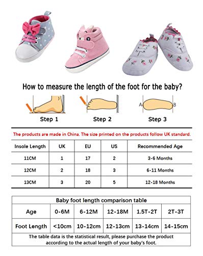 DEBAIJIA Bebé Niña Primeros Pasos Zapatos con Lazo para 6-18 Meses Infante Zapatos de Algodón Suela de Silicona Antideslizante Transpirable Ligero Cordones Zapatillas Deportivas