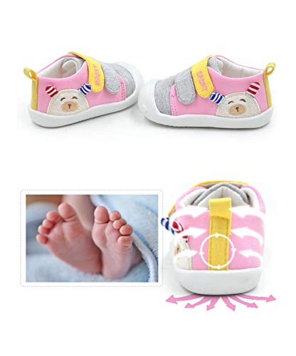 DEBAIJIA Bebé Primeros Pasos Zapatos 1-2 años Niños Niñas Infante Antideslizante Suave Suela Algodón Transpirable Ligero 20 EU Rosa (Tamaño de la etiqueta-18)