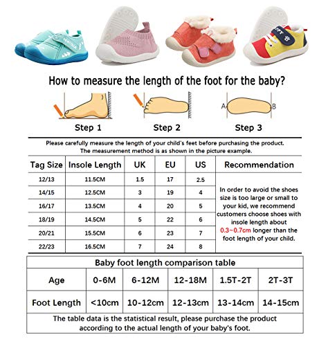 DEBAIJIA Bebé Primeros Pasos Zapatos 1-4 años Niños Niñas Infante Suave Suela Antideslizante Lona Ligero Deportivas 19 EU Amarillo Rojo (Tamaño de la etiqueta-15)