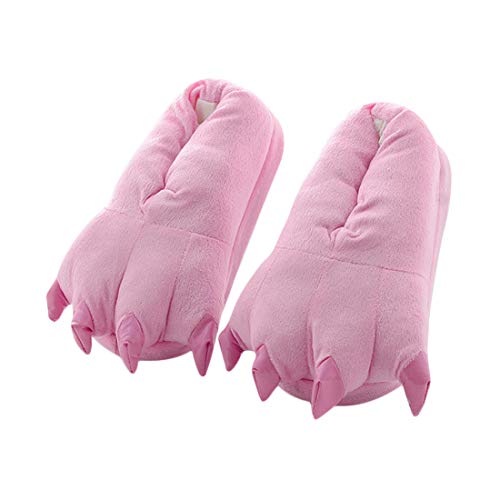 DEBAIJIA Zapatos Zapatillas Adulto Niño Garras de Animal Traje de Disfraz Pata para Carnaval Halloween de Felpa Suave Algodón Slippers Unisex de Otono Invierno Espesar Calido Rosa Claro EU17-32