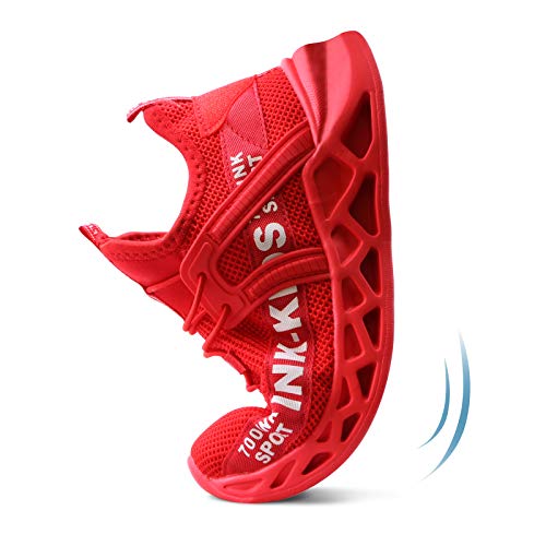 Decai Ligeras Zapatillas Deportivas Unisex Niños Zapatillas de Correr Niño Zapatos Deportivo Transpirable Niña Zapatos de Running Deportes de Exterior Interior Rojo 32 EU