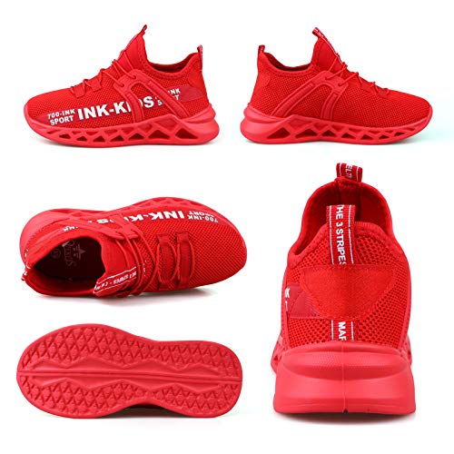 Decai Ligeras Zapatillas Deportivas Unisex Niños Zapatillas de Correr Niño Zapatos Deportivo Transpirable Niña Zapatos de Running Deportes de Exterior Interior Rojo 32 EU