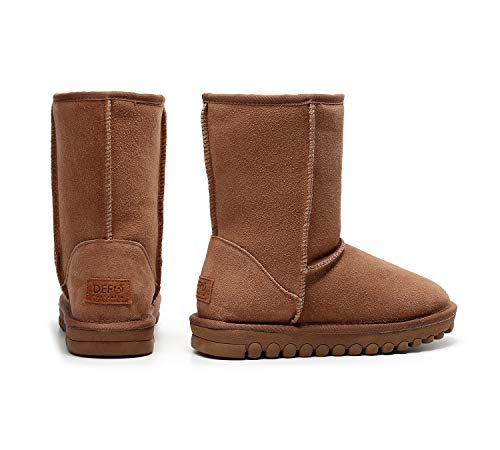 DEFO Australia - Botas Australianas - Media Caña Estilo Clasico para Mujer, Color castaña (Chestnut), Piel Genuina Australiana (38 EU, Castaña (Chestnut))