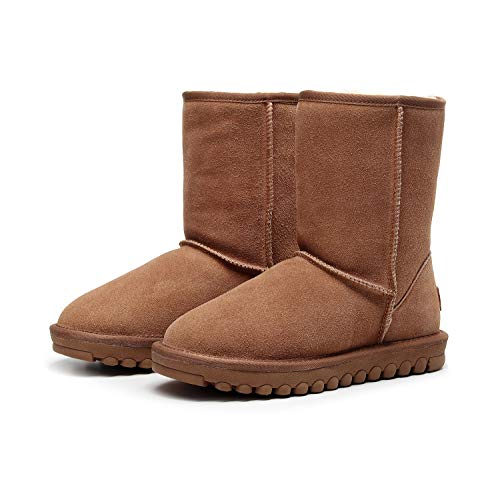 DEFO Australia - Botas Australianas - Media Caña Estilo Clasico para Mujer, Color castaña (Chestnut), Piel Genuina Australiana (38 EU, Castaña (Chestnut))