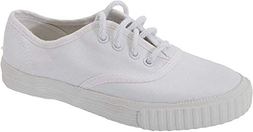 Dek Kids - Zapatillas Unisex de tela blanca con cordones para niños/jóvenes (30 EU/Blanco)