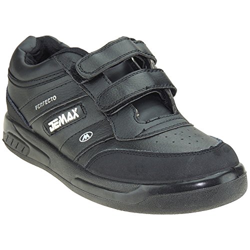 DEMAX P802 Zapatilla Deportiva Hombre Importación Velcro Piel Ancho Piso Llano Grueso Ligero Negro Talla 42