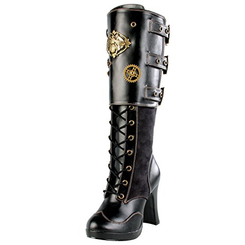 Demonia CRYPTO-302, Botas tacón Mujer, Negro (Schwarz (Schwarz), 42