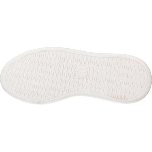 Deportivo de Mujer, Sneaker Modelo valnera en Piel Nappa Color Blanco, Detalle Talon y lengueta Blanco con Logos Marrones, Marca Popa.