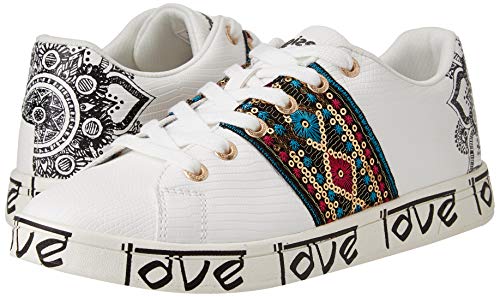 Desigual Shoes_Cosmic_Exotic Indi, Sneakers Woman. Mujer, Blanco, 38 EU