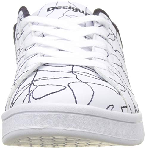 Desigual Shoes_Retro Court Art&Thread, Zapatillas para Mujer, Blanco (Blanco 1000), 39 EU