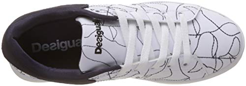 Desigual Shoes_Retro Court Art&Thread, Zapatillas para Mujer, Blanco (Blanco 1000), 39 EU