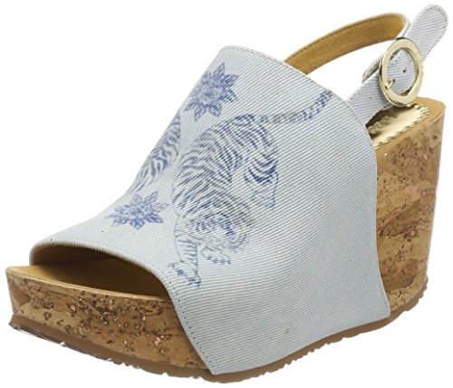 Desigual Shoes_Swan Tigers, Sandalias con Plataforma Plana para Mujer, Azul (5098 Starlight Blue), 41 EU