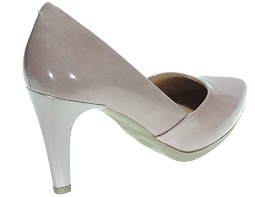 Desiree 2077 Zapato Salón Piel Charol para Mujer Tacón Fino 8CM Piso Goma Planta TotalFlex Rosa Talla 40