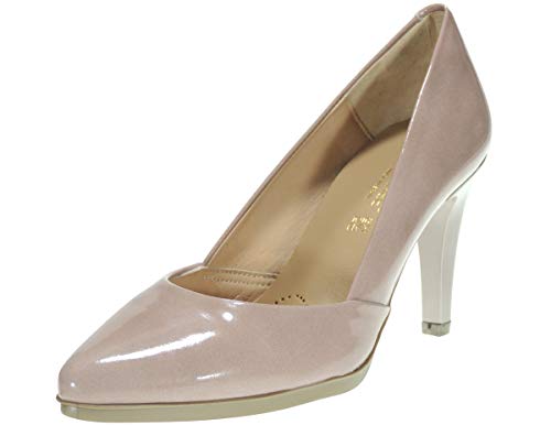 Desiree 2077 Zapato Salón Piel Charol para Mujer Tacón Fino 8CM Piso Goma Planta TotalFlex Rosa Talla 40